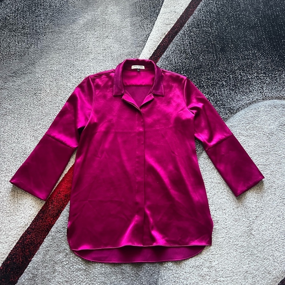 Halston Heritage Magenta Button Down Shirt